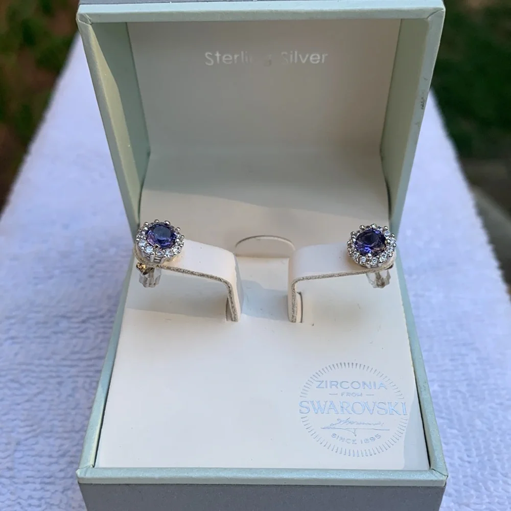 KIERA COUTURE- ZIRCONIA FROM SWAROVSKI EARRINGS-STERLING SILVER 🆕💜 - Picture 5 of 6